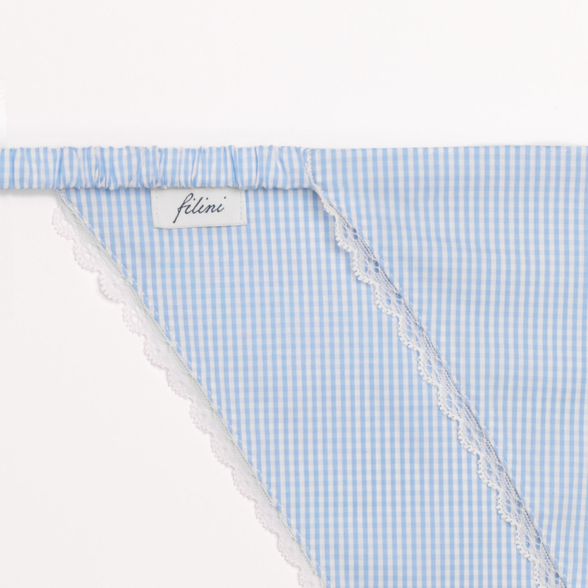 Cotton headscarf in blue check #Color_Blue check